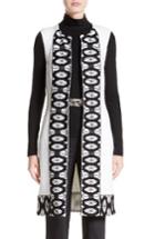 Women's St. John Collection Sara Lace Trim Long Vest - White