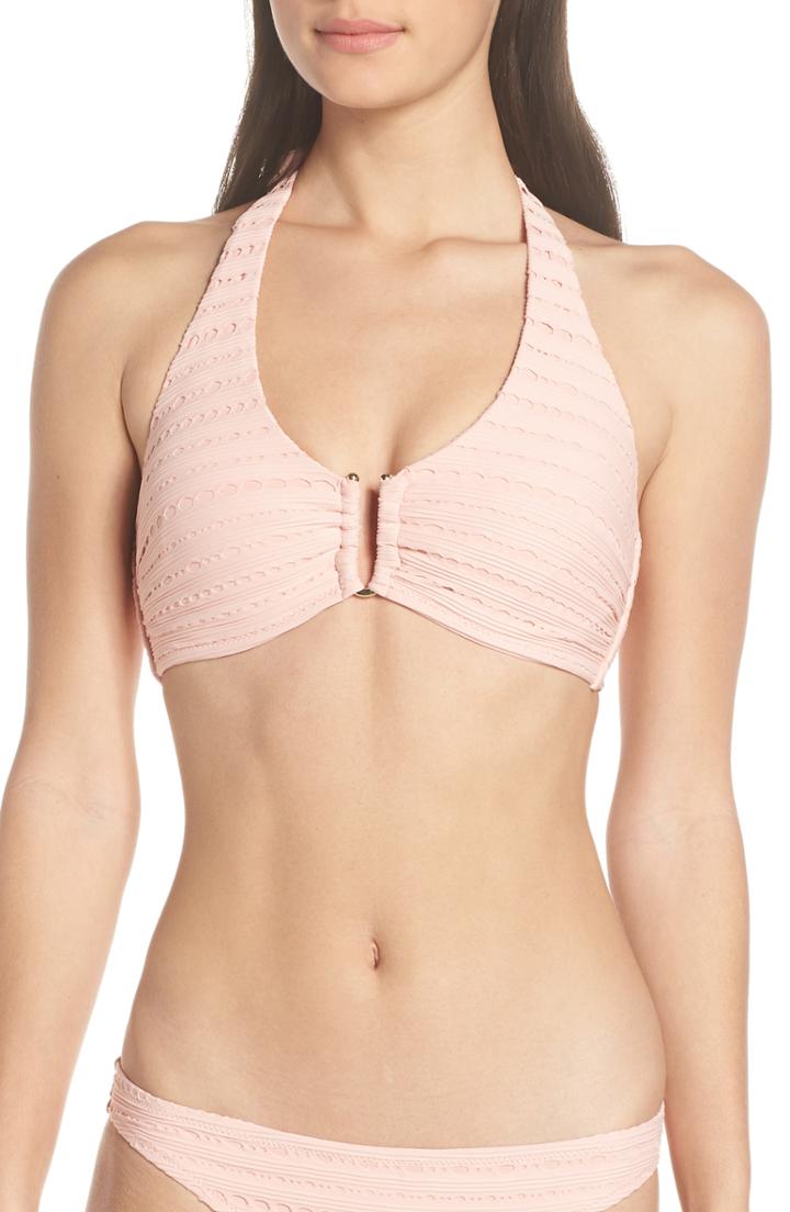 Women's Heidi Klein Core D-g U-bar Halter Bikini Top - Pink