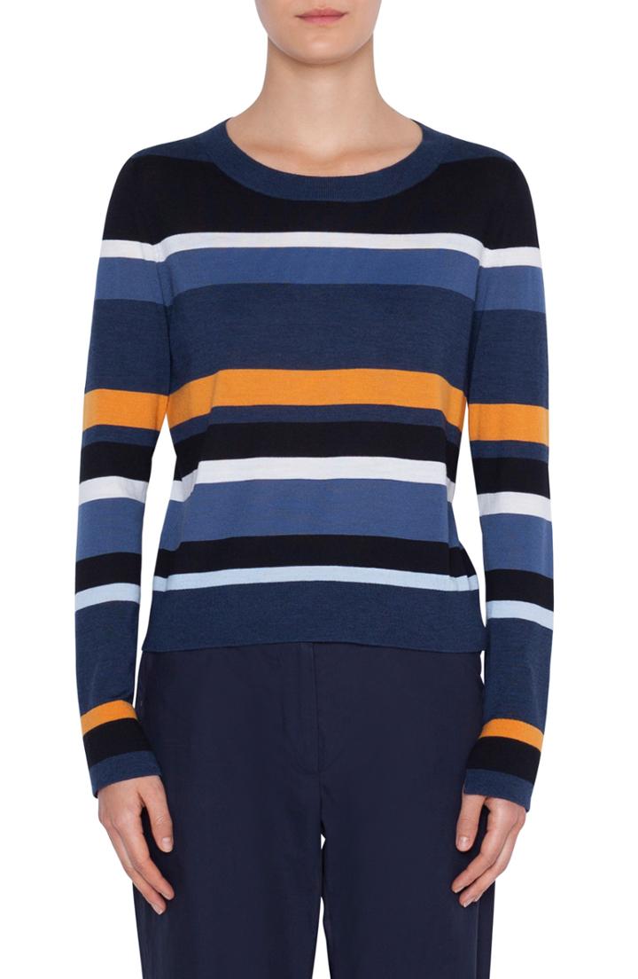Women's Akris Punto Memphis Glass Stripe Wool Sweater - Blue