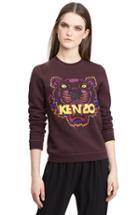 Women's Kenzo Tiger Embroidered Cotton Pullover - Purple