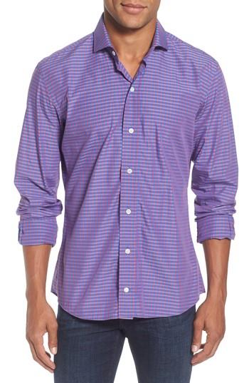 Men's Ledbury Alden Slim Fit Check Sport Shirt, Size - Burgundy