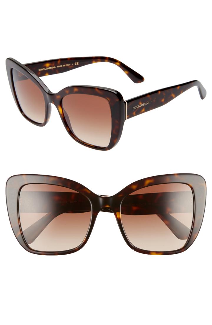 Women's Dolce & Gabbana 54mm Gradient Butterfly Sunglasses - Havana Gradient