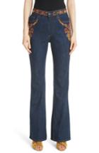 Women's Etro Paisley Embroidered Flare Jeans - Blue