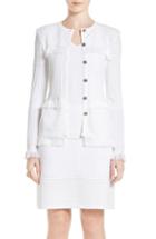 Women's St. John Collection Fringe Trim Illusion Grid Jacket