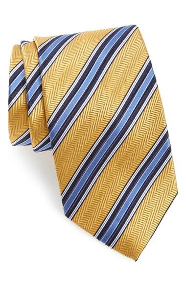 Men's Nordstrom Men's Shop Stripe Silk Tie, Size - Metallic