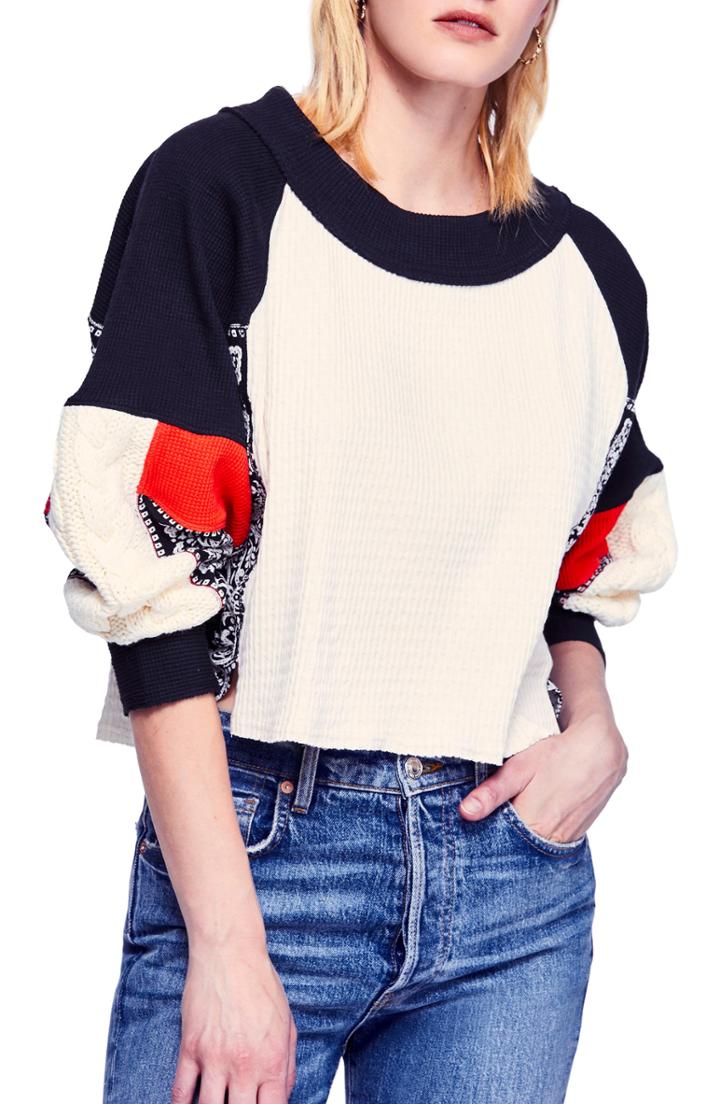 Women's Free People Josie Patchwork Sweater - Ivory