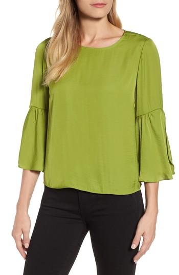 Women's Vince Camuto Hammer Satin Bell Sleeve Blouse - Green