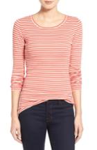 Petite Women's Caslon Long Sleeve Scoop Neck Cotton Tee P - Red