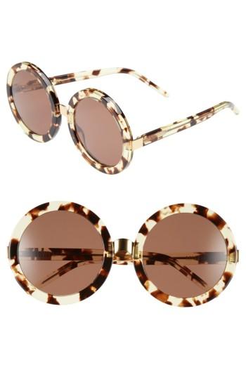 Women's Wildfox 'malibu' 56mm Round Sunglasses - Desert/ G15 Sun