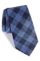 Men's Calibrate Tigrane Check Silk & Cotton Tie, Size - Blue