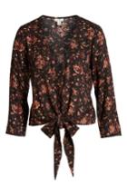 Women's Hinge Tie Front Top, Size - Black