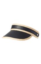 Women's Helen Kaminski Leather & Raffia Visor - Black