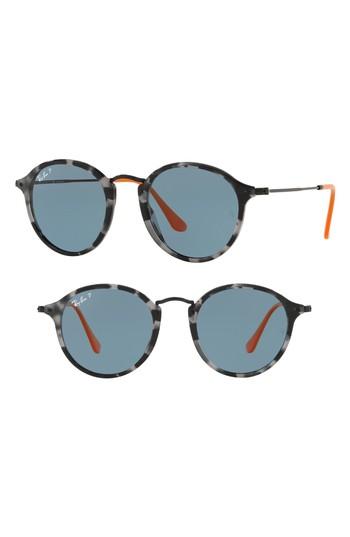 Women's Ray-ban 52mm Polarized Round Sunglasses - Dark Grey Tortoise