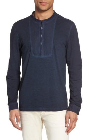 Men's John Varvatos Star Usa Long Sleeve Cotton Henley, Size - Blue