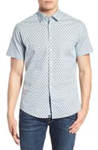 Men's Stone Rose Slim Fit Peacock Feather Print Sport Shirt (m) - Pink