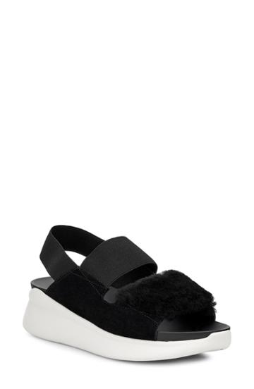 Women's Ugg Silverlake Sneaker Sandal With Genuine Shearling Trim .5 - Black