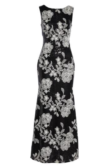 Women's Vince Camuto Embroidered Gown - Black