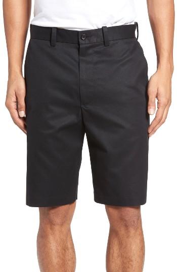 Men's Nordstrom Men's Shop Flat Front Supima Cotton Shorts - Black
