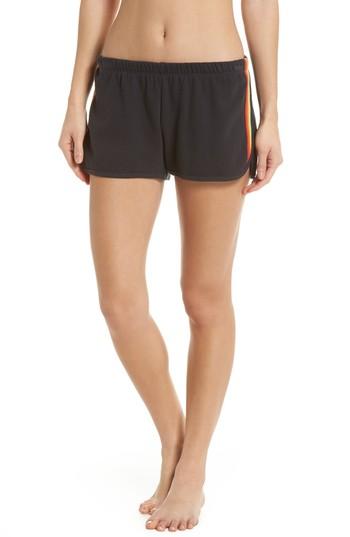Women's Spiritual Gangster Rainbow Stripe Shorts - Black