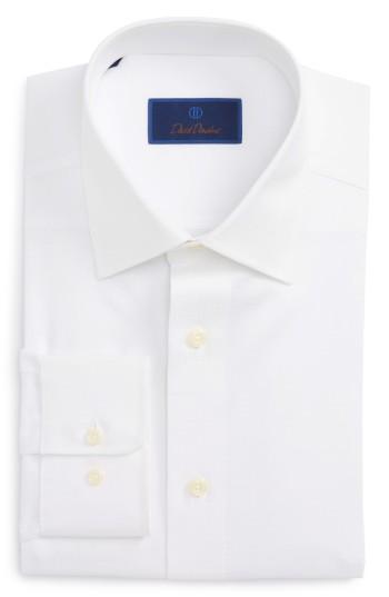 Men's David Donahue Regular Fit Solid Dress Shirt .5 34/35 - White