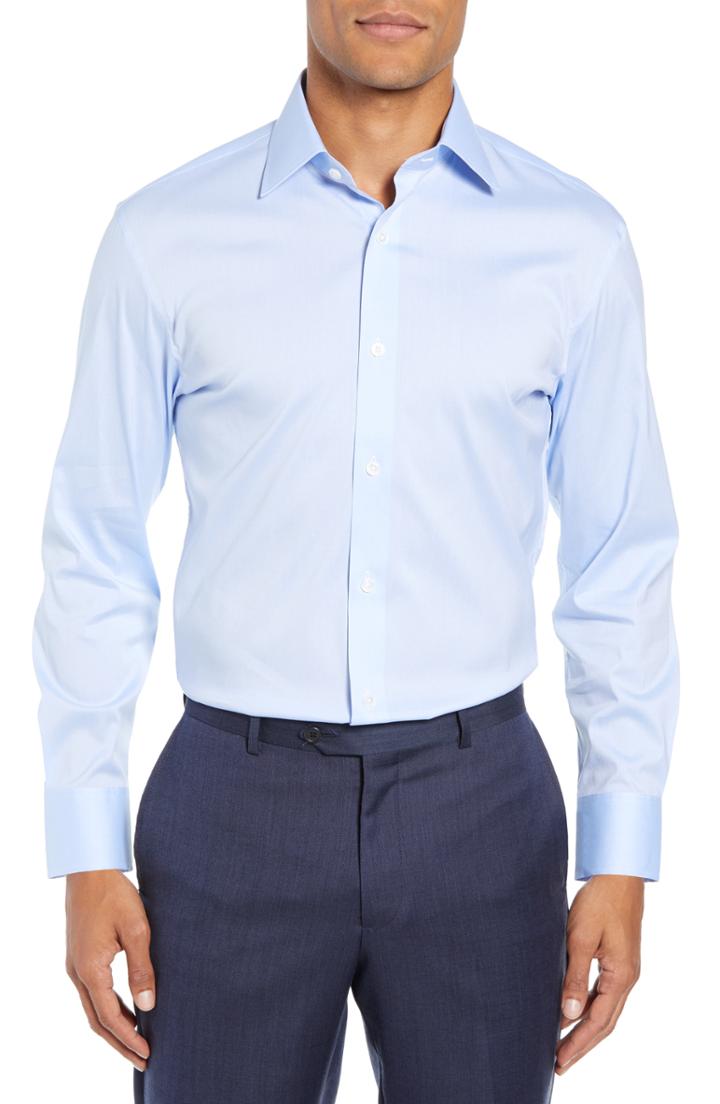 Men's Bonobos Slim Fit Solid Dress Shirt 35 - Blue