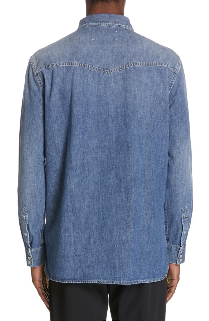 Men's Maison Margiela Denim Sport Shirt Eu - Blue