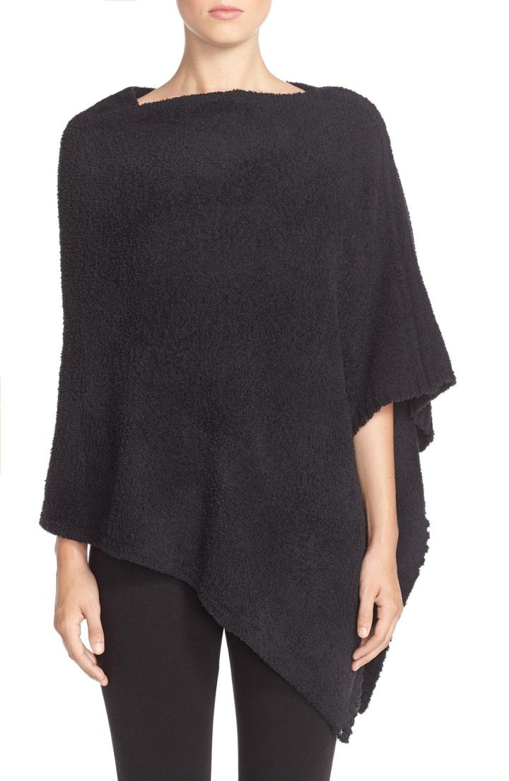 Women's Barefoot Dreams Boatneck Cozychic Poncho, Size - Black