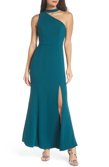 Women's Harlyn One-shoulder Choker Collar Gown - Green