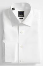Men's David Donahue Trim Fit Twill French Cuff Tuxedo Shirt .5 34/35 - White