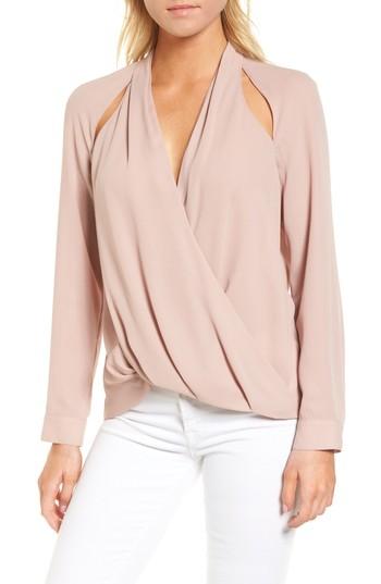 Women's Trouve Cutout Surplice Top, Size - Pink