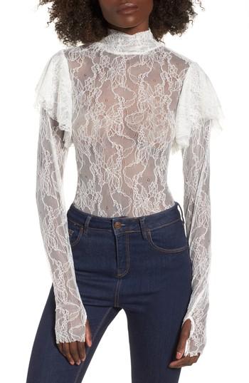 Women's Afrm Esme Ruffle Lace Bodysuit