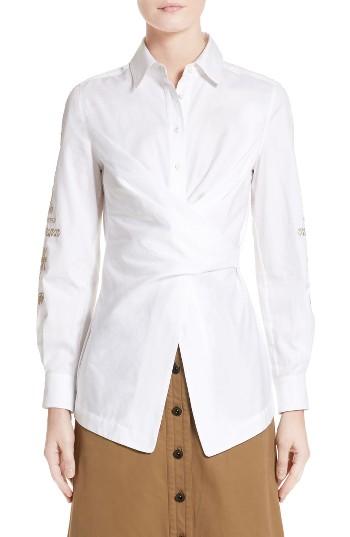 Women's Yigal Azrouel Embroidered Cotton Blouse