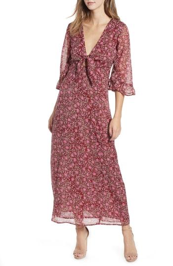 Women's Amuse Society Besos Besos Baby Knot Front Maxi Dress - Burgundy