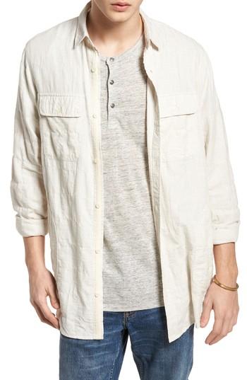 Men's Treasure & Bond Herringbone Longline Shirt - Ivory