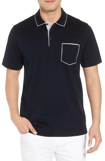 Men's Bugatchi Pique Knit Polo - Blue