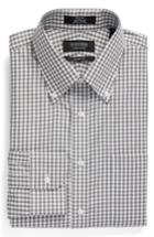 Men's Nordstrom Men's Shop Classic Fit Non-iron Gingham Dress Shirt .5 - 32 - Grey (online Only)