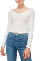 Women's Topshop V-neck Crop Top Us (fits Like 0) - Ivory