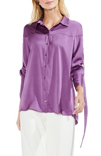 Women's Vince Camuto Drawstring Sleeve Hammer Satin Blouse - Purple
