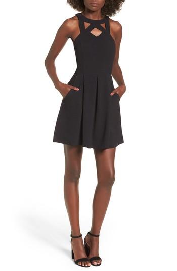 Women's Speechless Cutout Scuba Skater Dress - Black