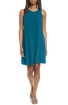 Women's Eileen Fisher Silk A-line Dress, Size - Blue/green