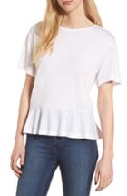 Women's Bp. Cotton & Modal Peplum Tee, Size - White