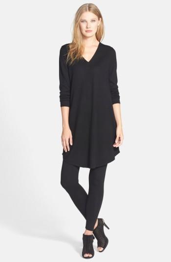 Women's Eileen Fisher Lightweight Merino Jersey V-neck Tunic - Green