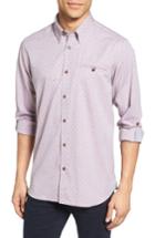 Men's Ted Baker London Forray Extra Trim Fit Diamond Dobby Roll Sleeve Sport Shirt (m) - Red