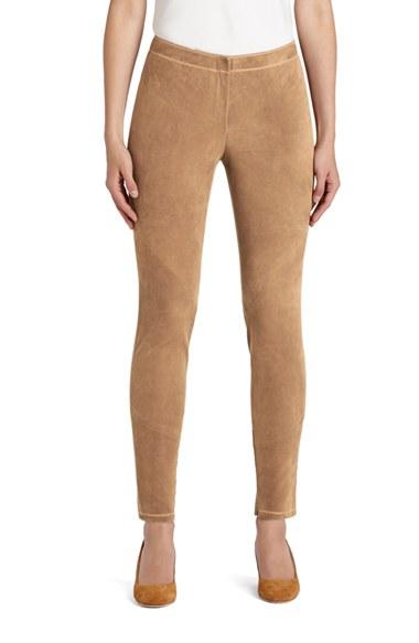 Women's Lafayette 148 New York 'magic Stretch' Suede Skinny Pants - Brown