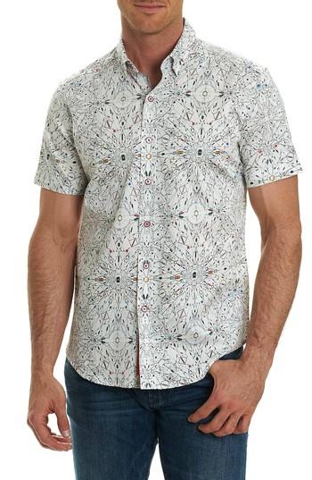 Men's Robert Graham Piers Print Sport Shirt - White
