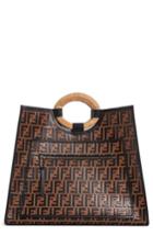 Fendi Runaway Logo Leather Shopper - Brown