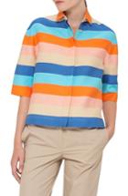 Women's Akris Stripe Cotton & Silk Shirt - Orange