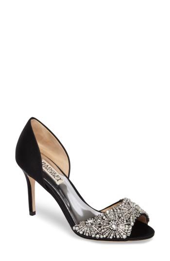 Women's Badgley Mischka Maria Embellished D'orsay Pump .5 M - Black