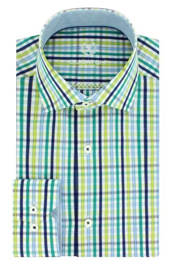 Men's Bugatchi Trim Fit Plaid Dress Shirt .5 - Green