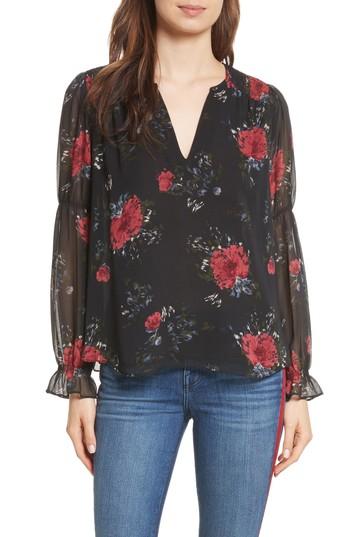 Women's Joie Anjanette Floral Silk Top - Black